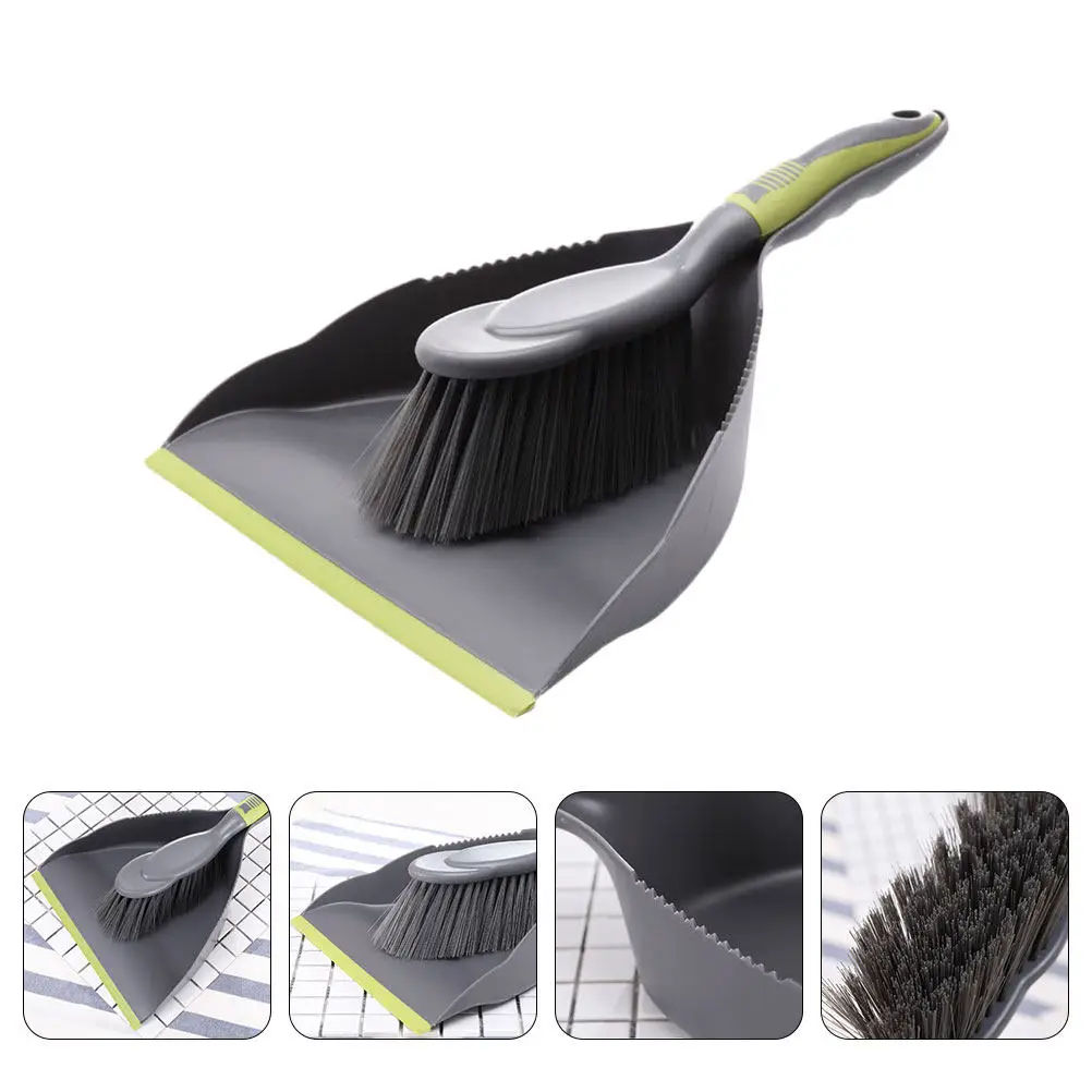 1Set Compact Desktop Cleaning Kit Broom Dustpan Combination for Keyboard Countertop Bookshelf Cabinet Tidy Dry Wet Cleaning