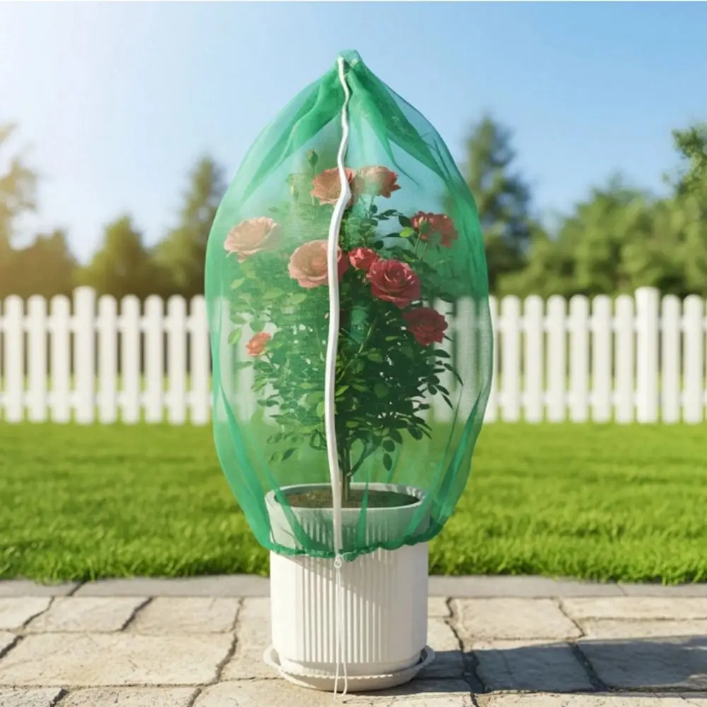 Breathable Mesh Plant Covers Drawstring Zipper Tomato Cage Protective Net Transparent Large Thickened Insect Net Barrier