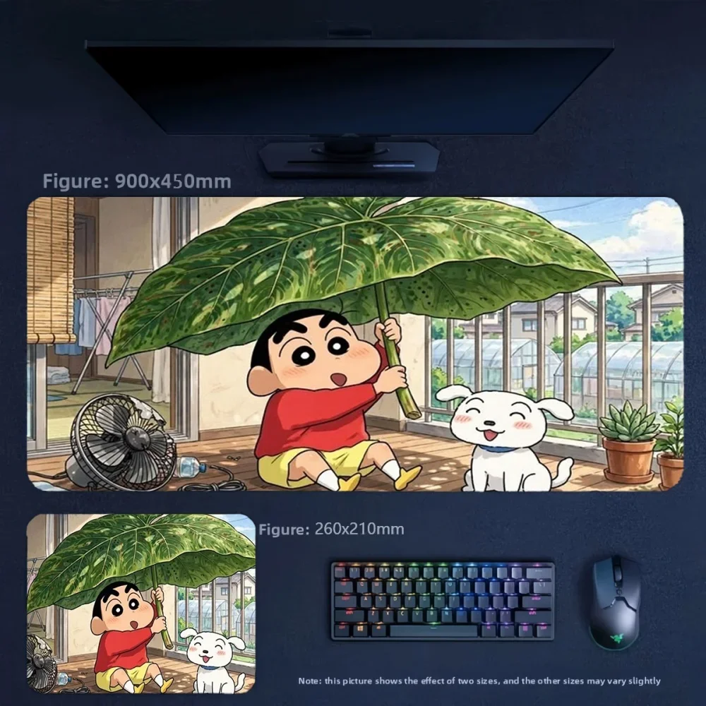 Office  High Quality Printed Eye Protection Cute Table Mat Animation Crayon Shin-chan and His Friends Leather Non-slip Mouse Pad