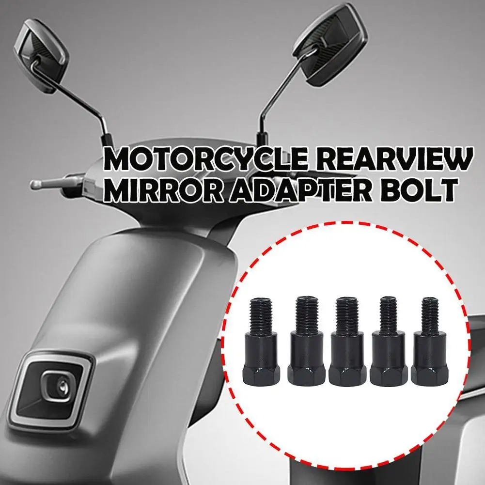 Black Motorcycle 32MM M10 8MM M8 Rearview Mirrors Adapters Thread Clockwise Anti-clock Bolt Right Conversion Left F8J7