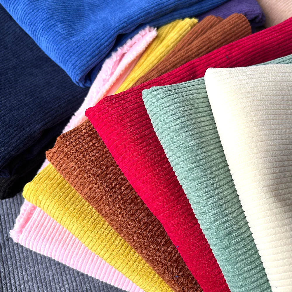 

50x150cm Rib Corduroy Fabric Solid Color Soft Plain Polyester Textile For DIY Sewing Coat Pants Jacket Skirt Sofa Cushion Cover