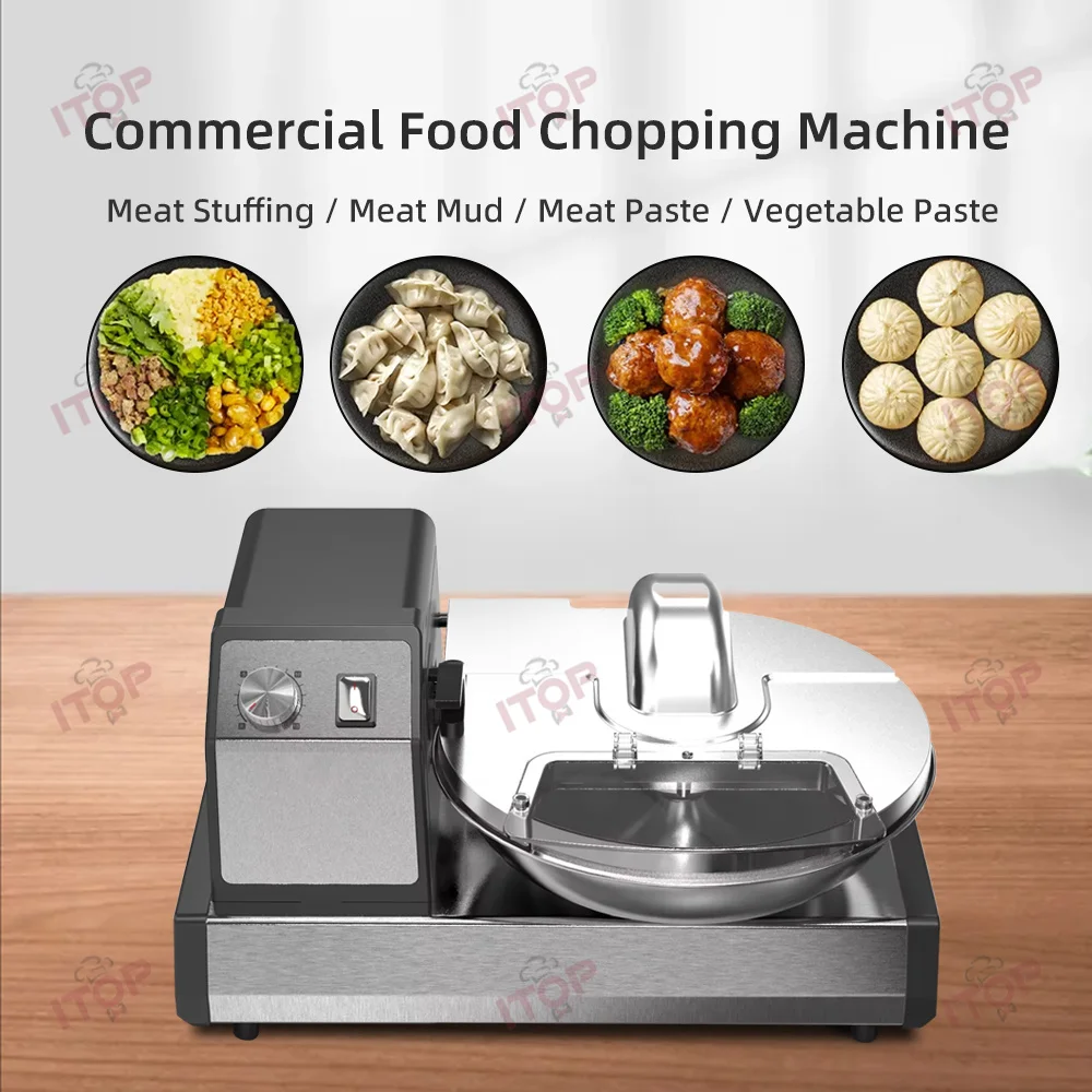 Commercial Food Chopping Machine 5.5L Stainlesss Steel Timeable 1-15 Minutes Durable Copper Motor Vegetable/Meat Cutting Machine