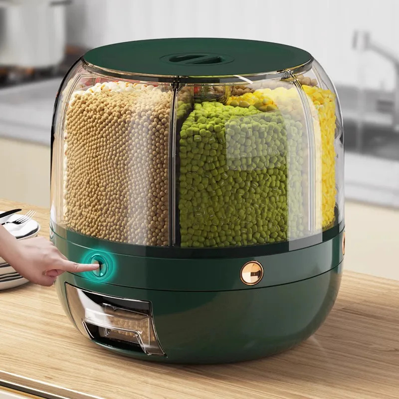 Rotating Moisture-Proof and Insect-Proof Grids in Sealed Plastic Storage Box Household Use Rice Bucket