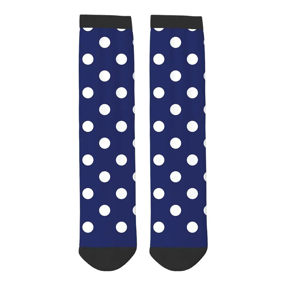 Забавные носки в горошек, белые горошки на матросском стиле, темно-синие, новинка, повседневные носки для экипажа, дизайн контрастного цвета для женщин и мужчин, подарок