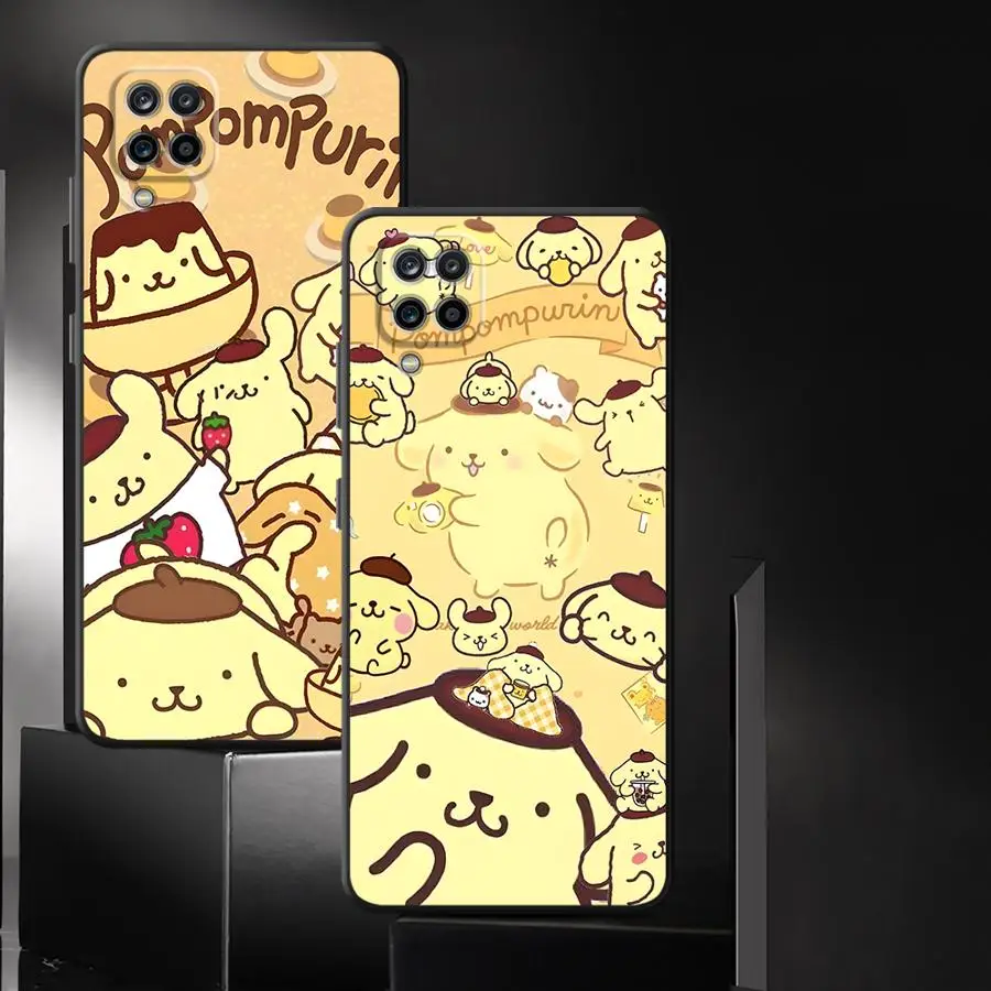 حافظة لهاتف سامسونج جالاكسي A06 A05 A10 A12 A04 A50 A17 A70 A30 A15 A40 A16 A20 A13 غطاء هاتف ناعم أسود سانريو لطيف Pompompurin