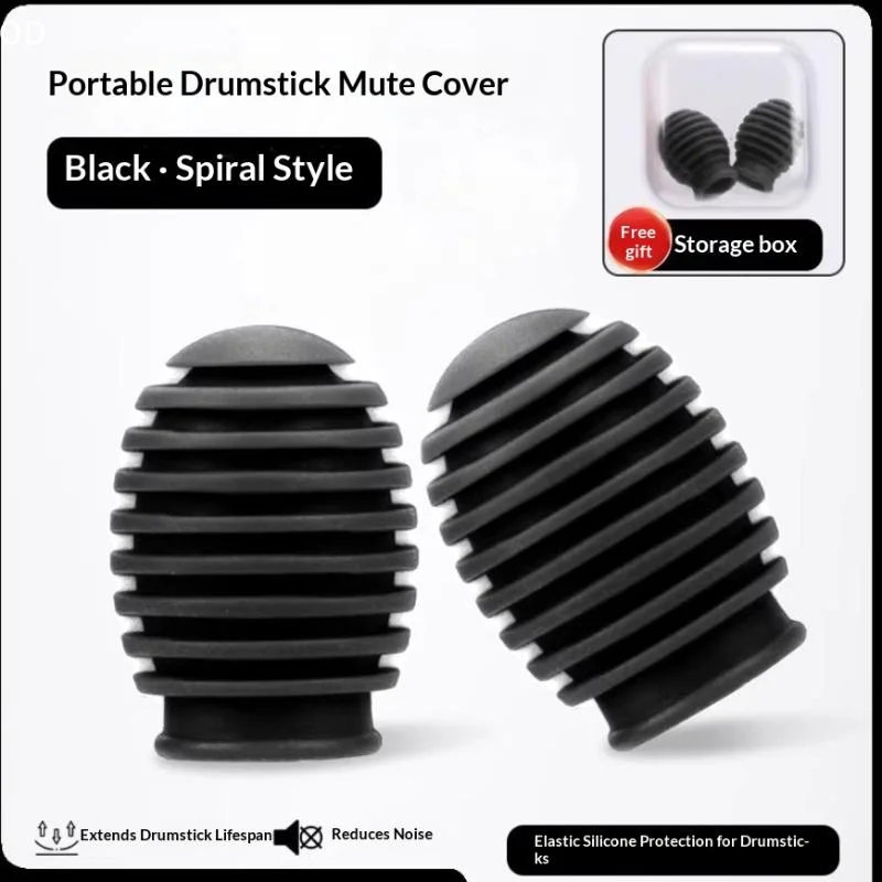 2PCS Drum Mute Silicone Sleeves Weakened Sound Silencers, Practice Tips, Drumstick Head Rubber Sleeves For Quiet Drumming