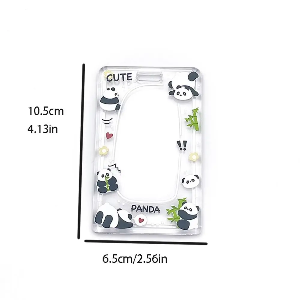 Bear Cartoon Acrylic Card Holder Panda Transparent Rabbit Card Case Elastic Buckle Letter Lanyard Bus Card Box Female/Students