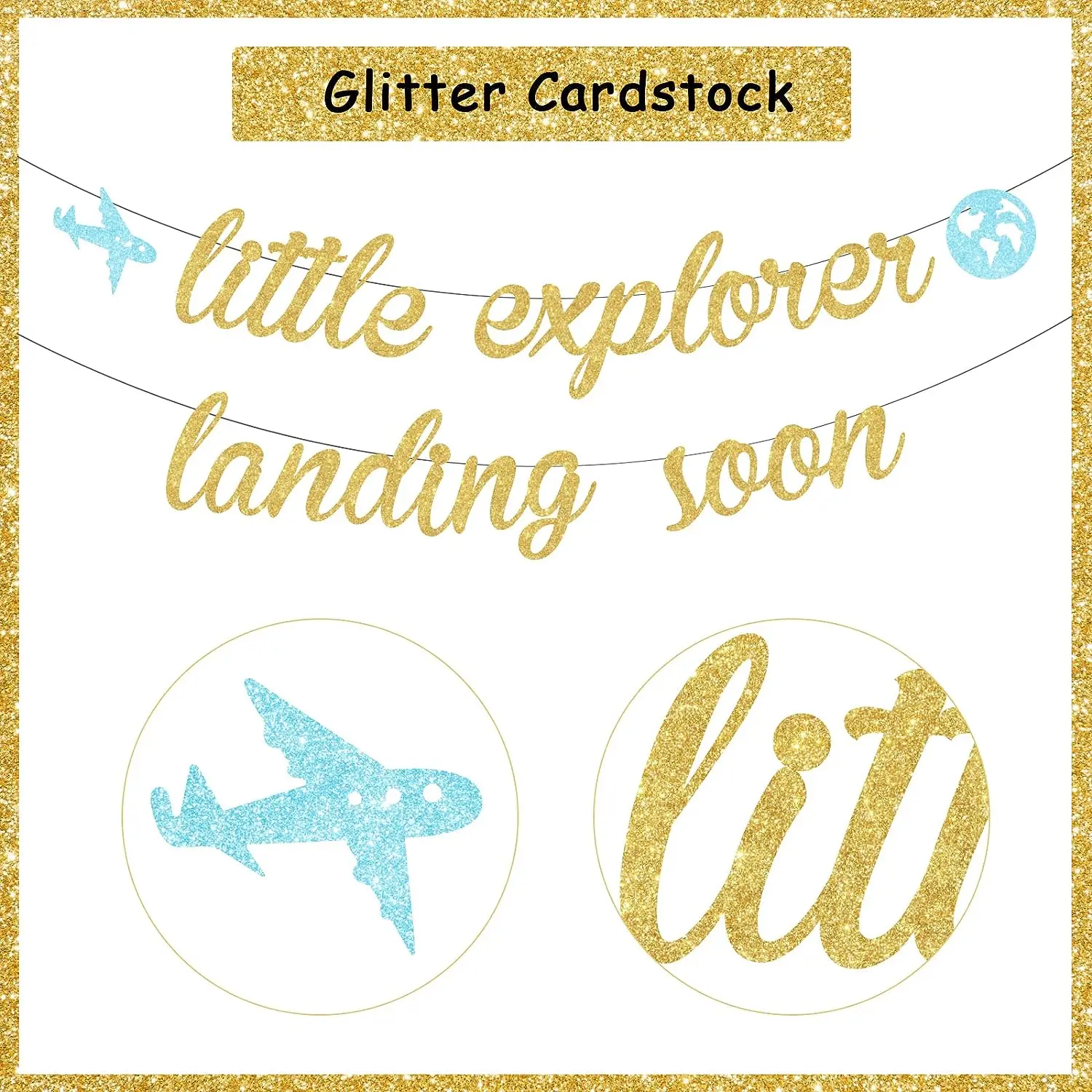 Cheereveal Travel Baby Shower Decorations Little Explorer Landing Soon Banner Adventure Baby Shower Party Supplies