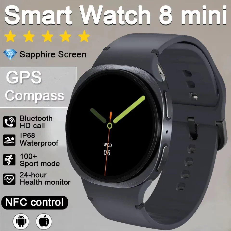 

2025 Gift Smartwatch 8 Mini IP68 Waterproof Bluetooth Call NFC GPS Track Sport Heart Rate LED SmartWatches For Men Women Compass
