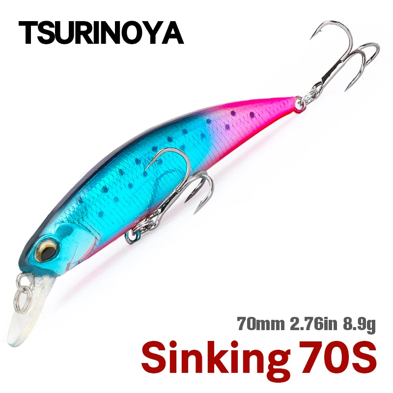 

TSURINOYA DW75 Sinking Minnow Fishing Lure 70mm 8.9g Artificial Hard Bait Jerkbait Wobbler Bass Trout Freshwater Fishing Tackle