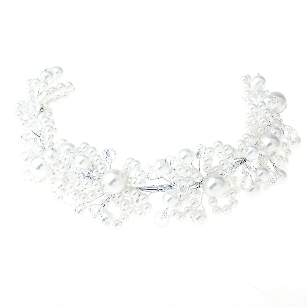

Artificial Pearl Bridal Headwear White Crystal Hairband Delicate Wedding Hair Accessories Women Pearl Headdress