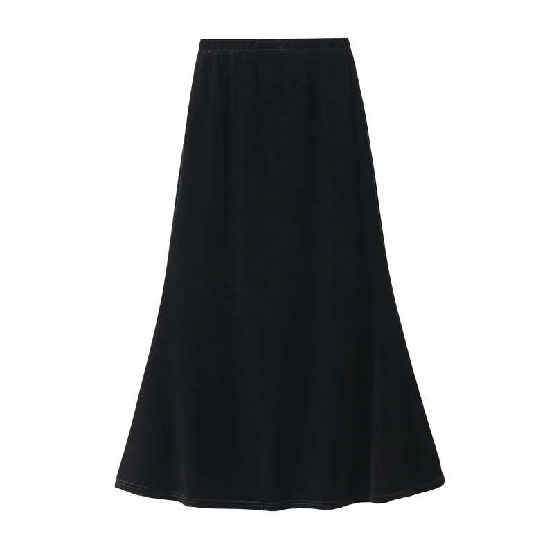 

Autumn Winter High Waist Long Skirt Women Vintage Golden Velvet Slim Fit Mermaid Skirts Female Elegant Streetwear Midi Skirts