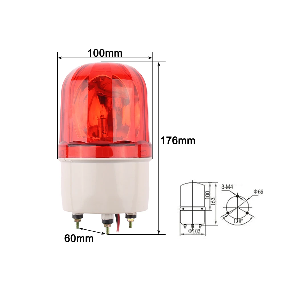 DC12V 24V AC220V 110V Tungsten Lamp Red Green Blue Yellow Signal Warning Alarm Light no sound/with sound LTE-1101 Rotating Light