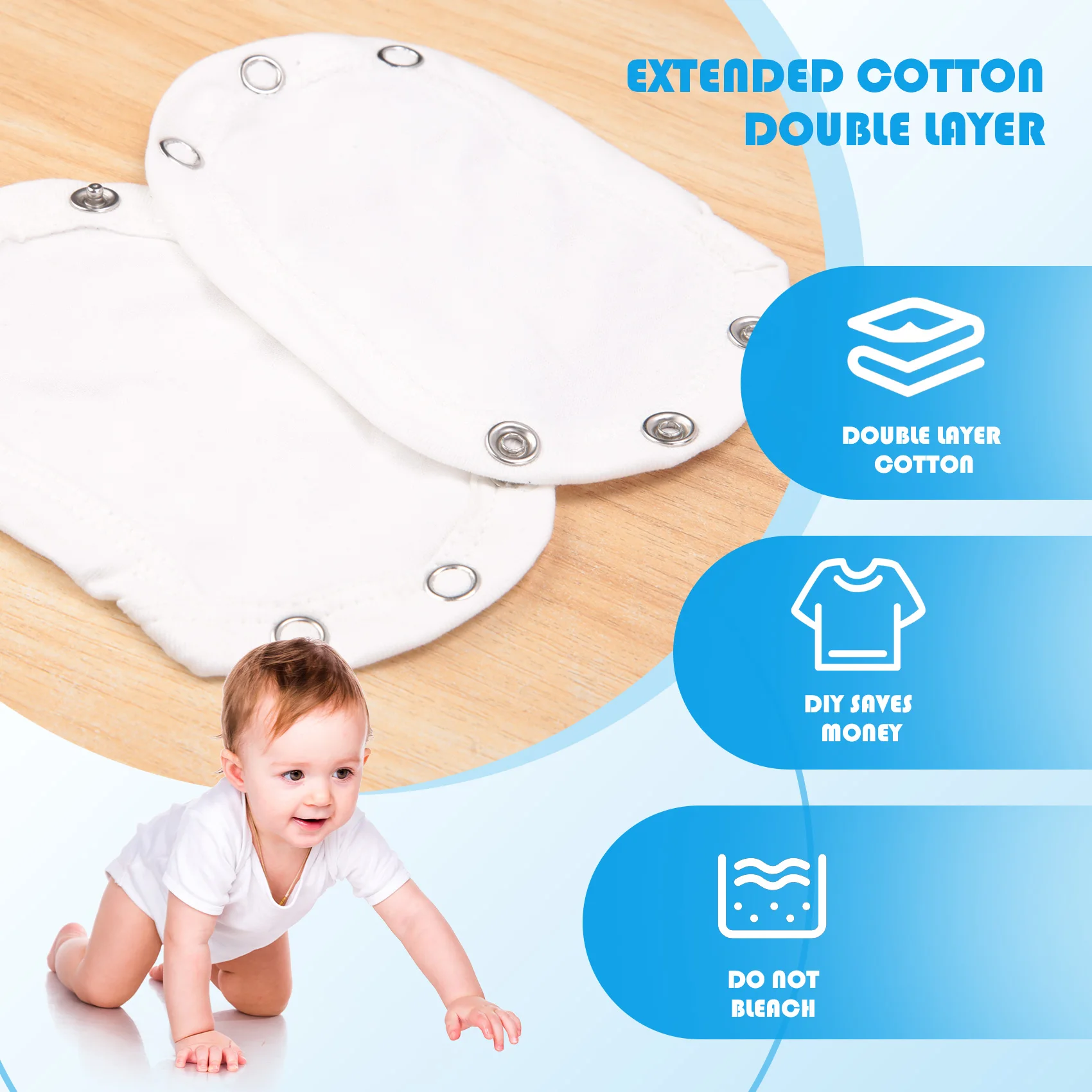 BAAA-5Pcs unissex bebê crianças macacão parceiro super utilitário bodysuit macacão fralda alongar estender filme (branco)