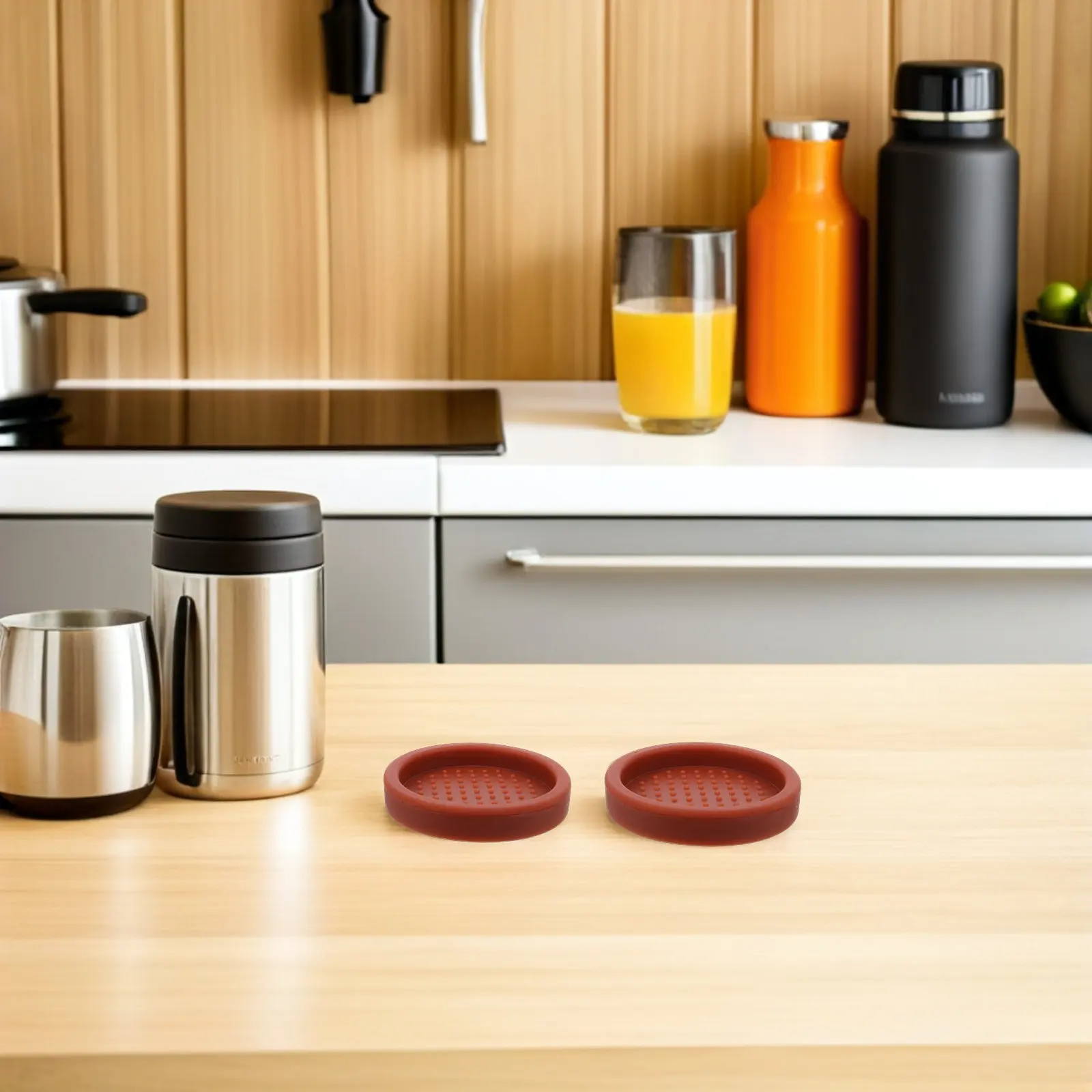 Lot de 3 tapis ronds en silicone pour tamper à café, station de pressage d'espresso antidérapante et amovible, pour un pressage homogène
