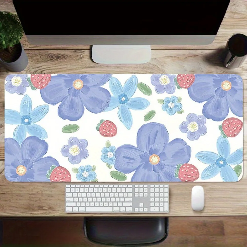 Fashionable blue aesthetic floral pattern, anti-slip inner lining, suitable computer desktop pads and workspace decoration