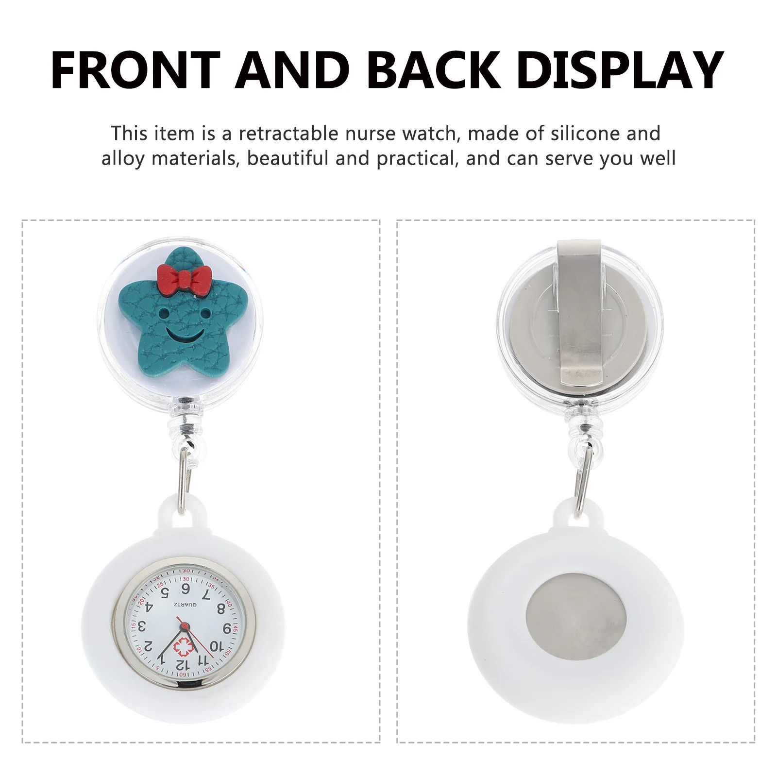 

Cartoon Star Nurse Watch Retractable Clip-On Pocket Watch For Nurses Doctors Portable Quartz Medical Timepiece