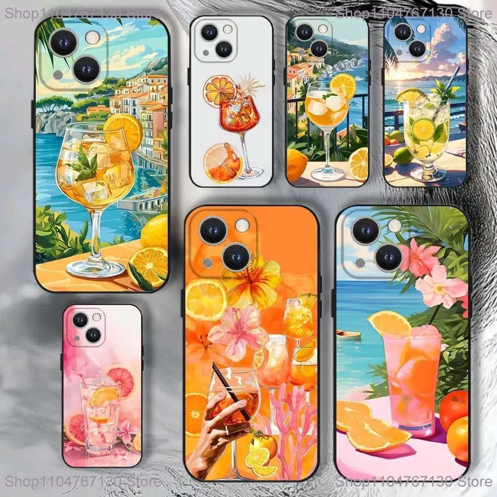 

Aperol Spritz Art Phone Case For iPhone 17,16,15,14,13,12,11,Pro,XS,Max,XR,Plus,E,SE4,Mini Black Soft Cover