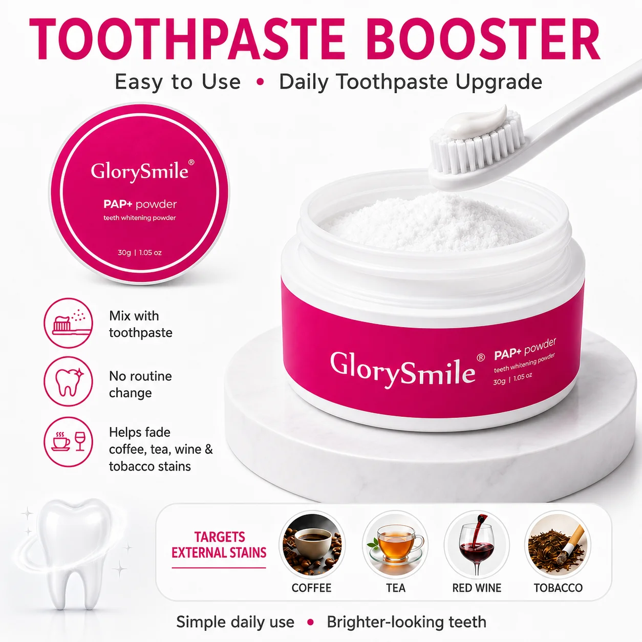 ผงฟอกสีฟัน PAP ผสมไฮดรอกซีอะพา - Teeth Whitening With Peroxide บทวิจารณ์และราคา