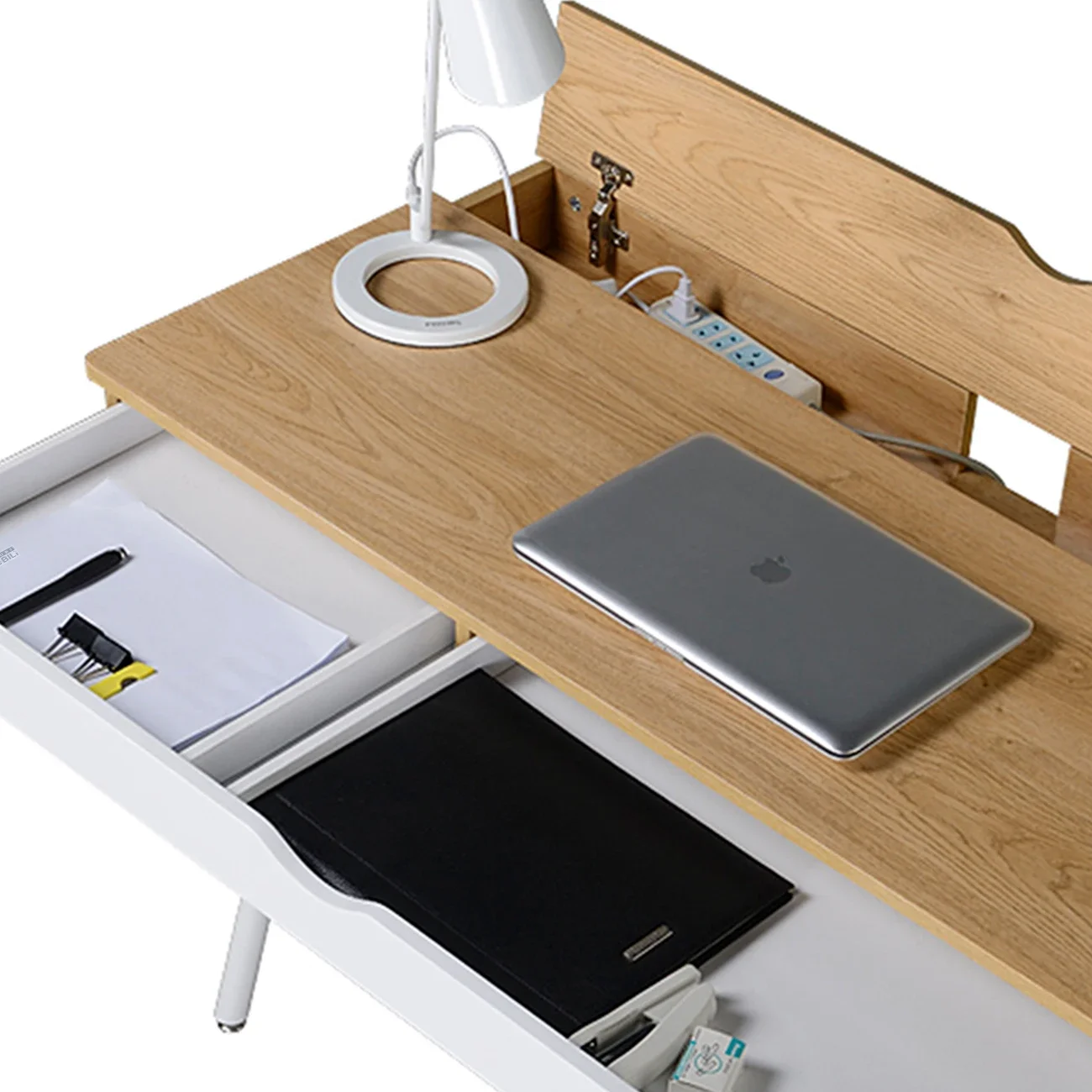 Elevate Your Work Space with the Techni Mobili Modern Multi Storage Computer Desk in Pine