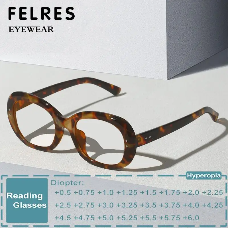 

Овальные ретро очки для чтения с защитой от синего света, женские модные готовые очки для дальнозоркости, прозрачные линзы, очки по рецепту на заказ