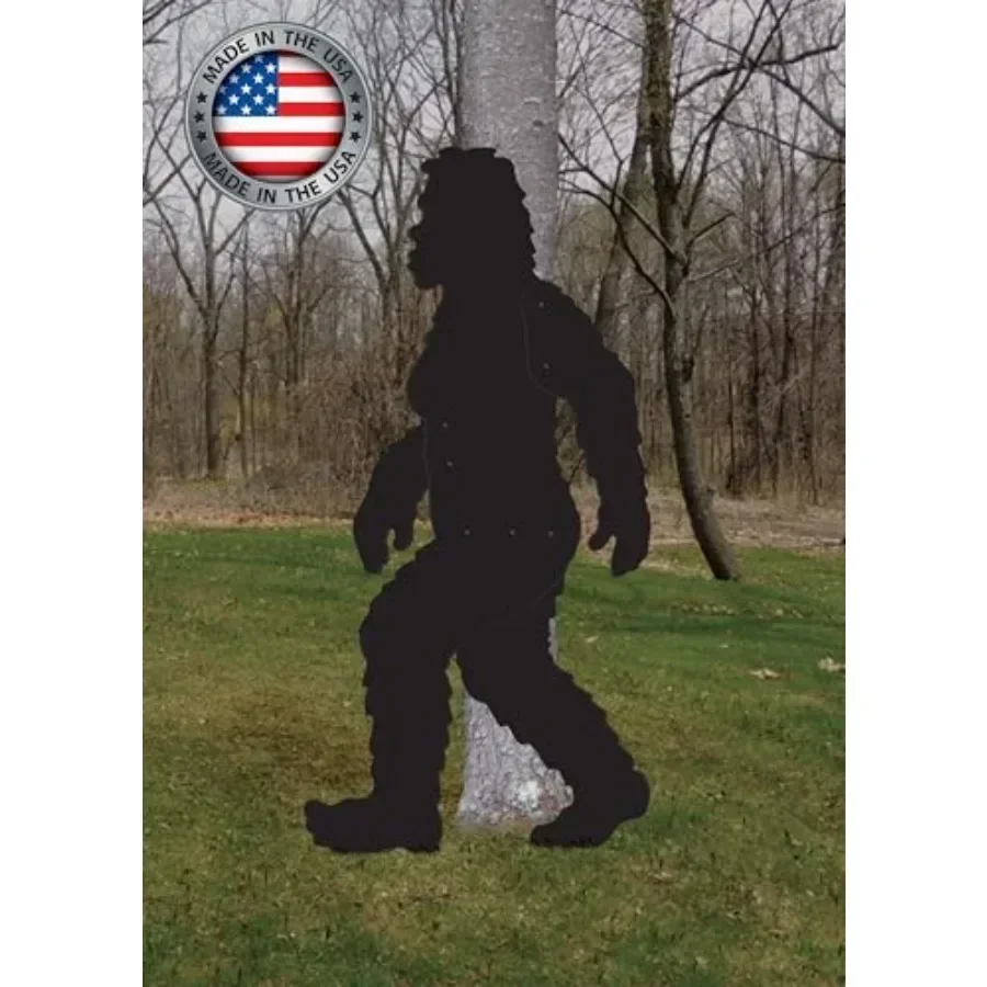 Outdoor yard silhouette of female Bigfoot in black, made of durable 0.591-inch PVC plastic for all-weather use