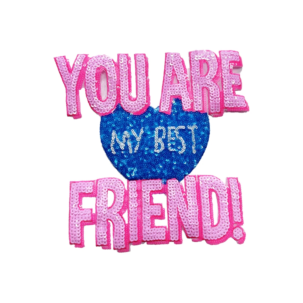 1 Piece 21*21.5 cm Sequined Letter Design Patch Fashion Shining Iron On Patch for Clothing DIY Accessories Back Adhesive