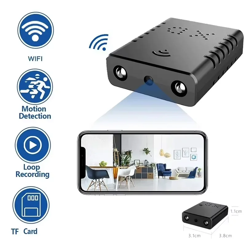 Mini-Kamera WLAN 1080P HD Eingebauter Akku IP Fernüberwachungskameras IR Nachtsicht Körperkamera