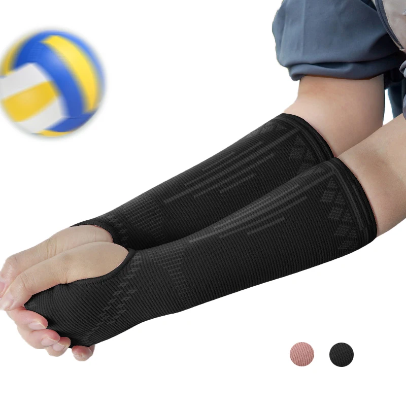 

1 пара дышащих волейбольных рукавов с поддержкой запястья и локтя, противоударные грелки для рук для женщин, мужчин, студентов, одобренные экзаменами