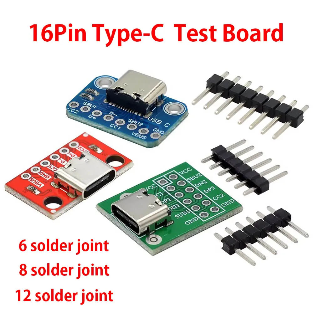 1-10pcs USB 3.1 Type-C Connector 16 Pins Female Socket Receptacle Adapter to Solder Wire & Cable 16 Pins Support PCB Board