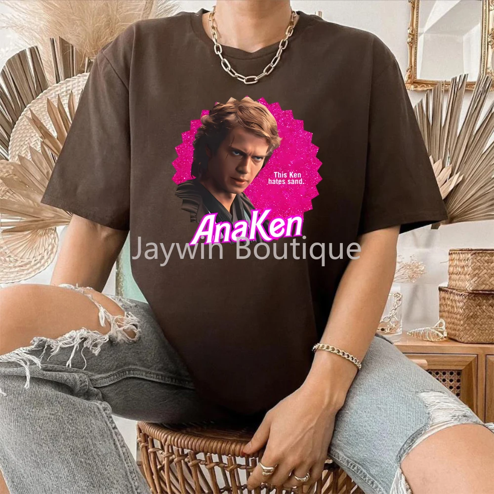 AnaKen Shirt Funny AnaKen T-Shirt Anakin Skywalker Graphic Tee Retro 90s Shirts Harajuku Y2k Women Clothing Short Sleeve Tops