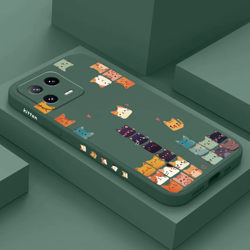 

Square Cat Phone Case For Xiaomi Mi 15 14 14T 13 13T 12 12X 12T 12S 11 11T 10 10T 9 9T Pro Lite Liquid Silicone Cover