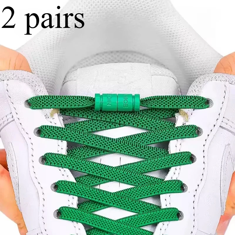 2 pairs 20colors Rotation Capsule Lock Shoelaces Without Ties Elastic Laces Sneaker No Tie Shoe Laces Adult Shoelace Shoes 6MM