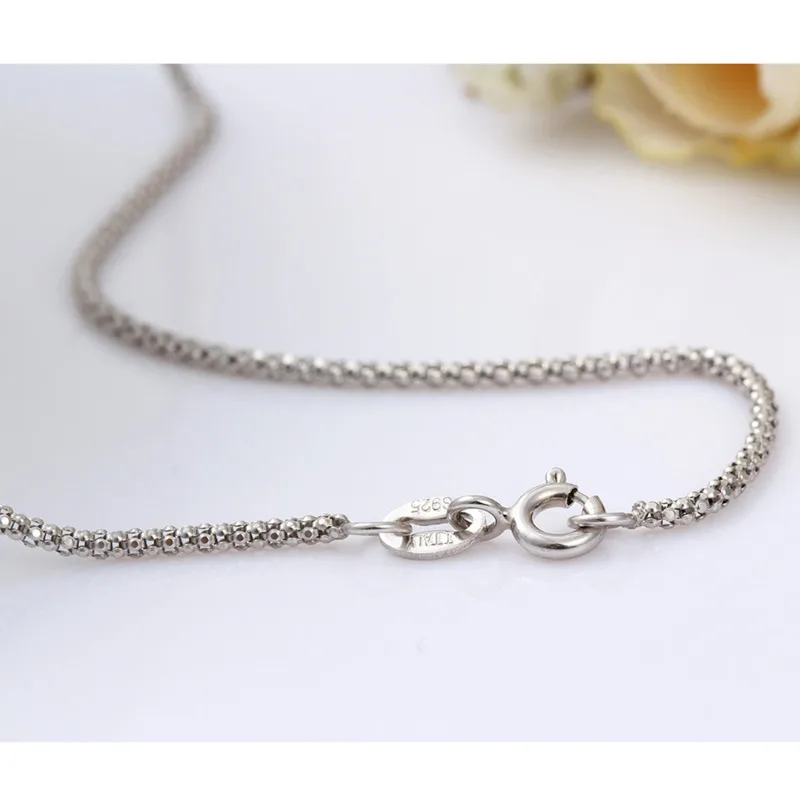 1.2mm Thin 35cm-90cm Real 925 Sterling Silver Popcorn Chain Necklace Women Jewelry Girls Collier Kolye 14