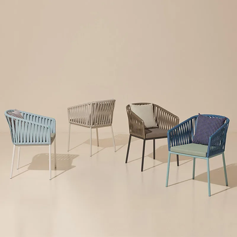 Modern Outdoor Aluminum Rattan Wicker Chair Adjustable Patio Seat with Rod Dining Table Beach Camping Frame