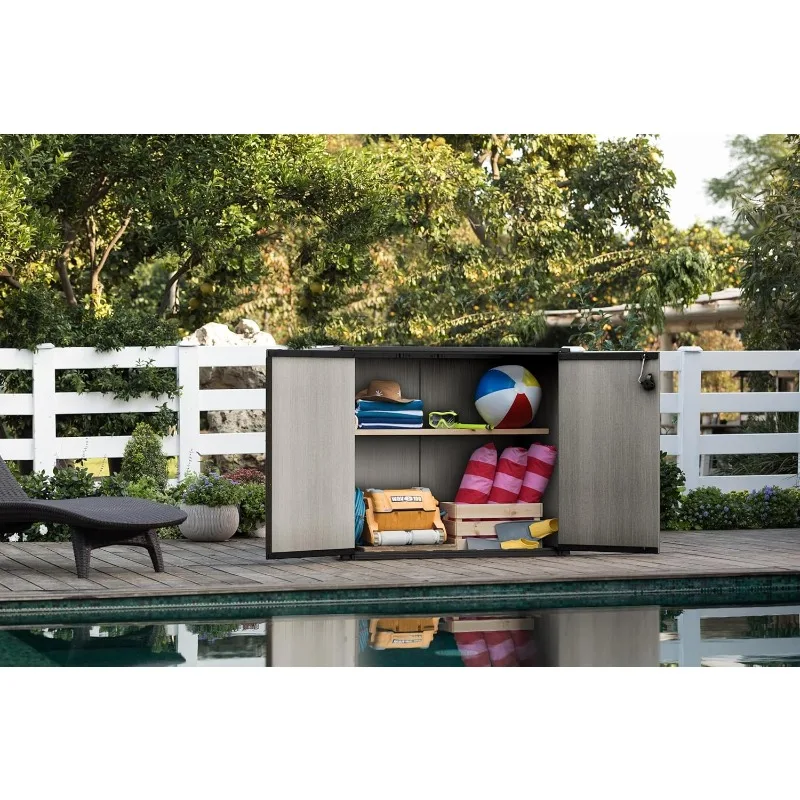 Patio Store Resin Outdoor Storage Shed with  and  Walls for Customization-Perfect for Yard Tools and Pool Toys