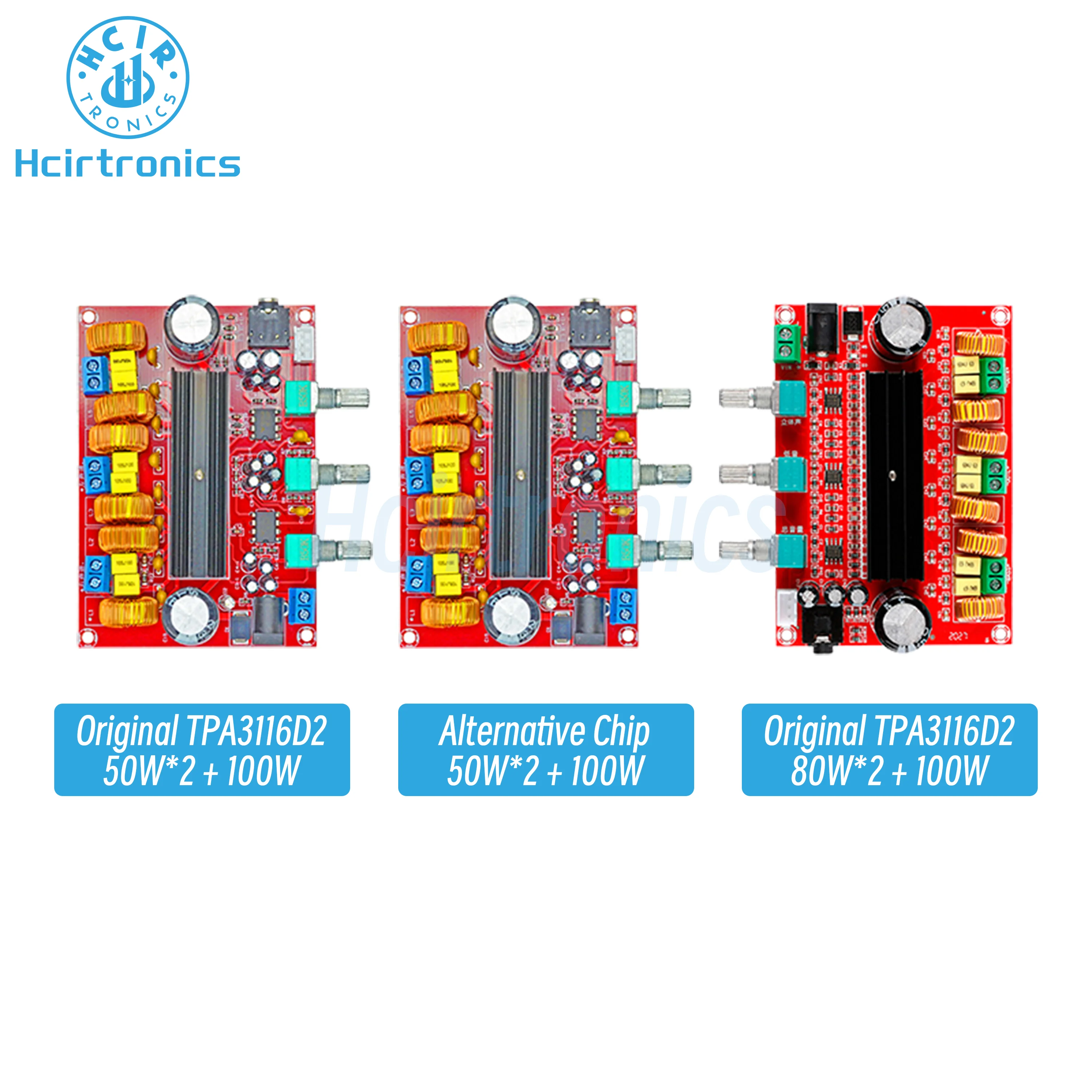 XH-M139 2*50W+100W 2*80W+100W 2.1 Channel Digital Power Amplifier Board Module Original TPA3116D2 12V-24V Wide Voltage