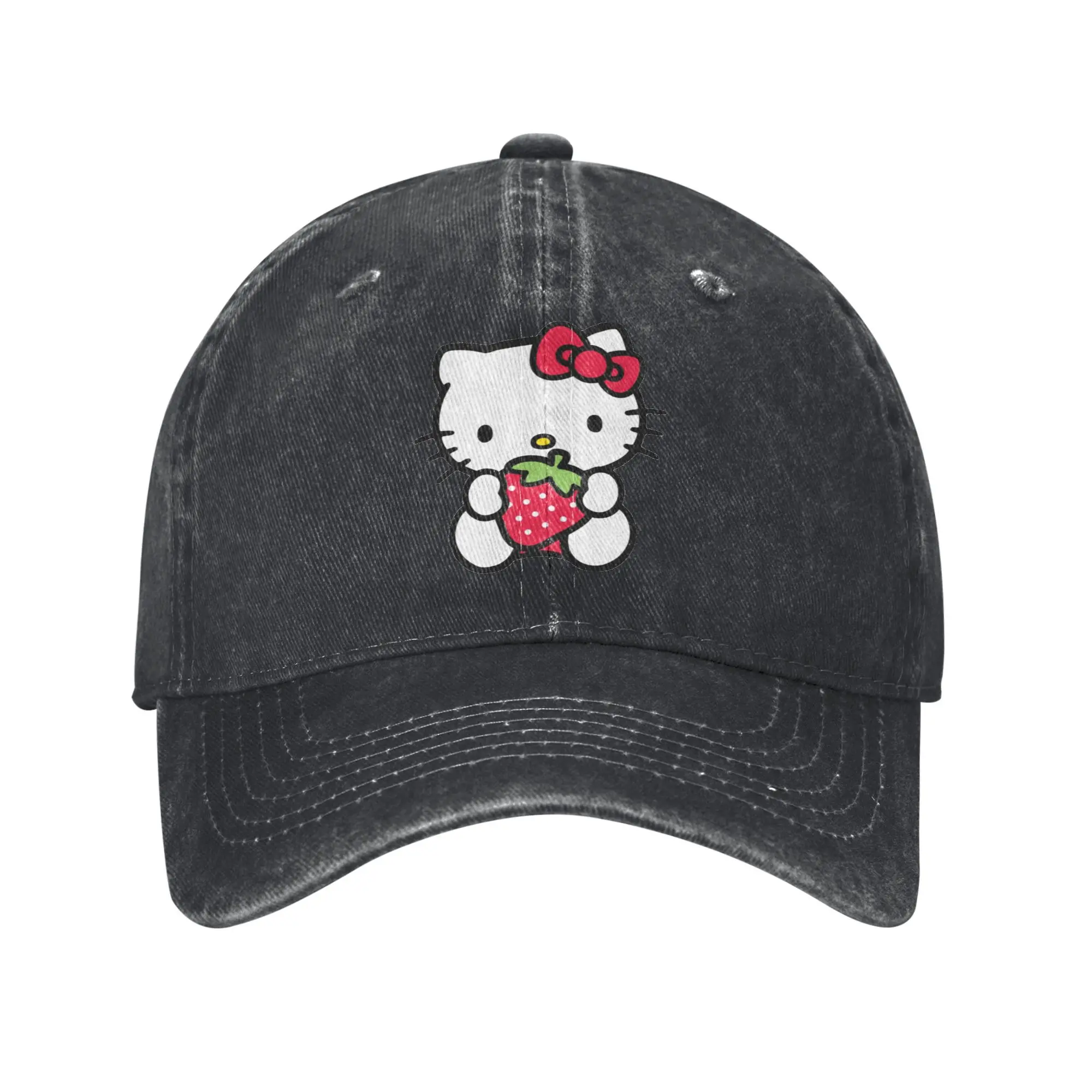 

Little Hello Kitty Unisex Baseball Caps Cute Cat Distressed Denim Washed Caps Hat Outdoor Activities Adjustable Snapback Cap