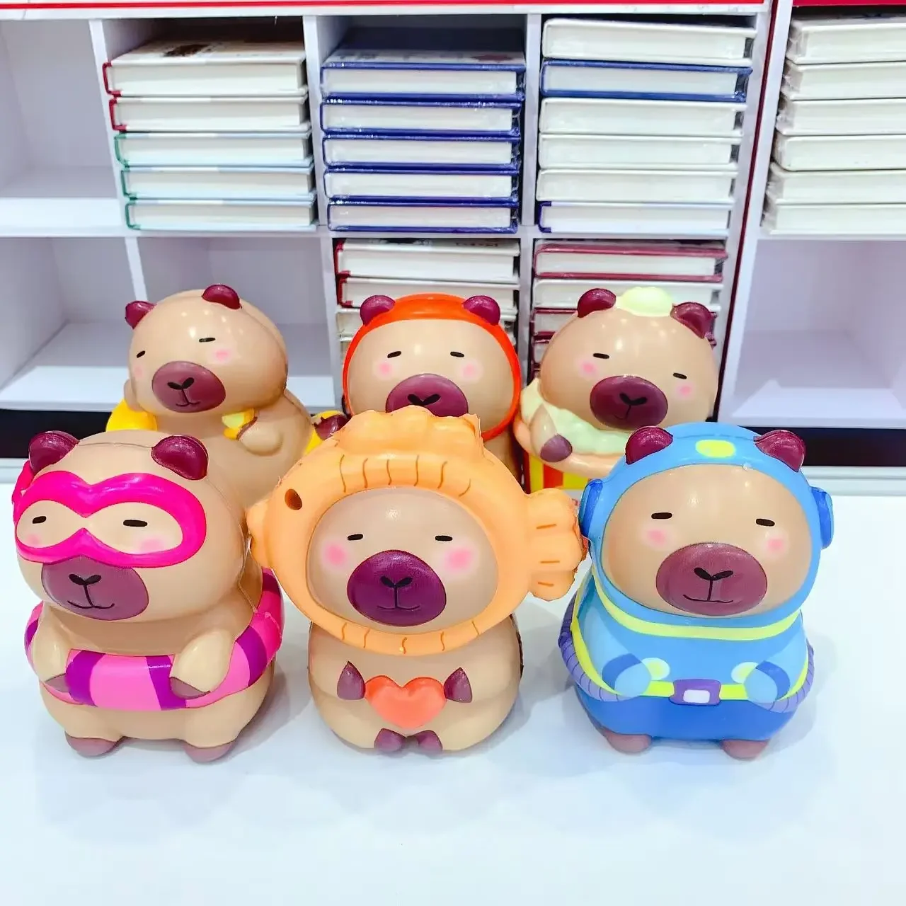 6Pcs/Lot Cartoon PU Capybara Slowly Rebound Decompression Vent Toys Soft Waxy Feel Children Adult Desktop Office Ornaments Gift