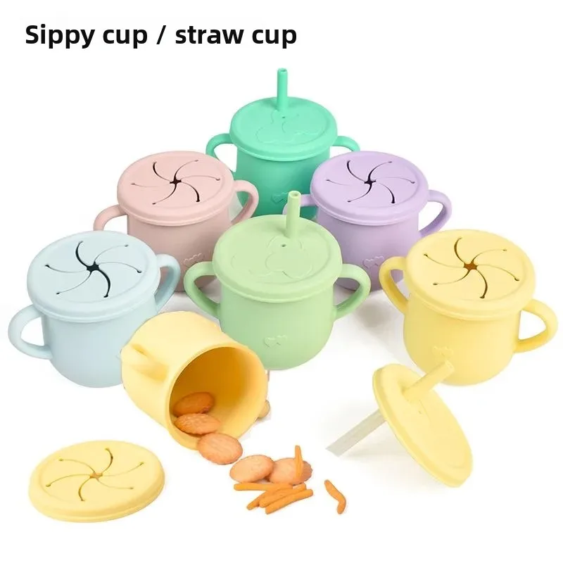 

Children's Silicone Snack Cup Baby Multi-Functional Leak Proof Snack Cup Portable With Lid Cup For Outdoor