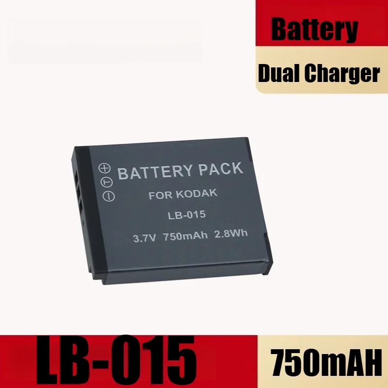 750mAh LB-015 Li-ion Replacement Battery for KODAK PIXPRO WPZ2 Action Camera - Waterproof Sports Camera Power Dual Charger
