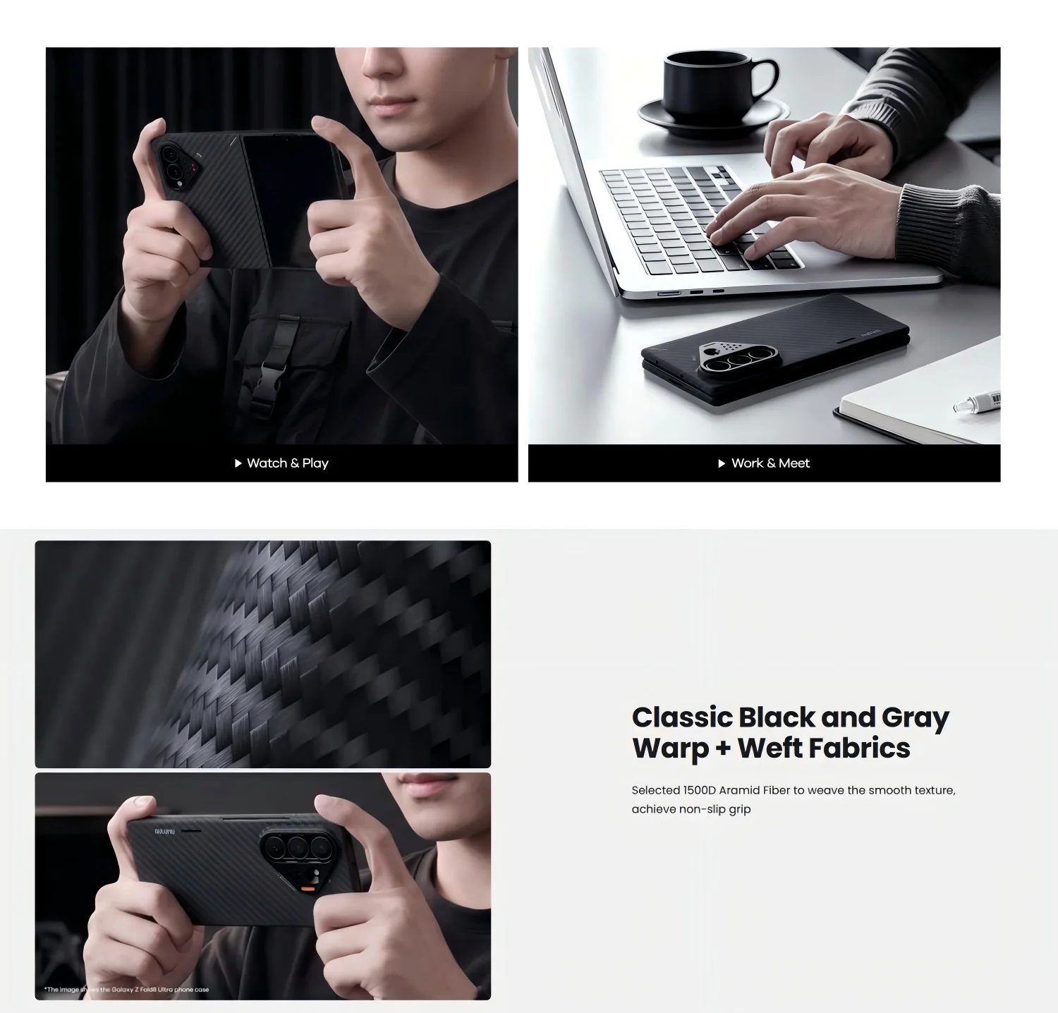 AULUMU Arimad Fiber Ultra-Thin Case dla Z Fold 8 / Z Fold 8 Ultra SF8-U-AF-BK/SF8-AF-BK — zdjęcie produktu 6