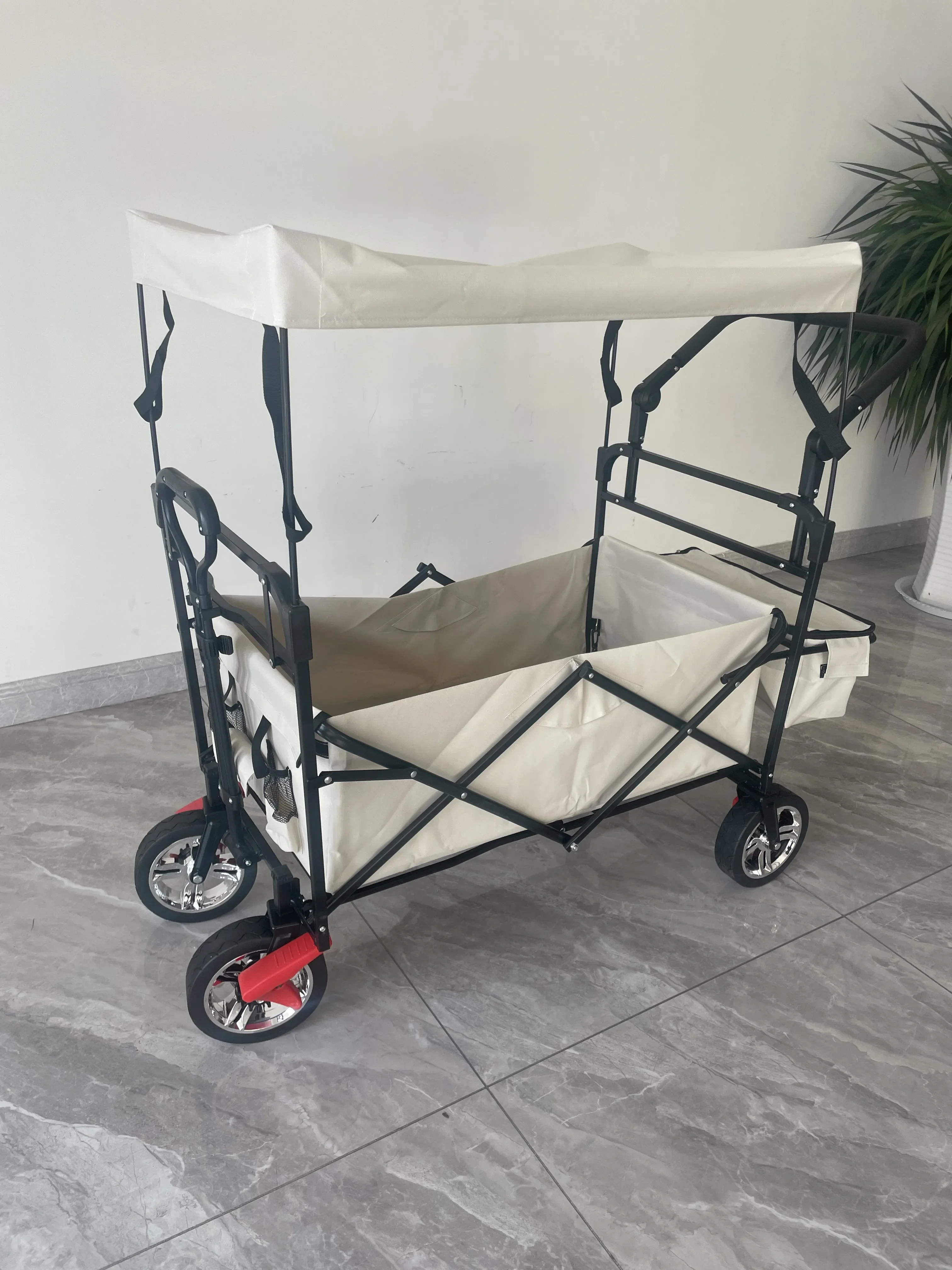 811PopularOutdoor Garden Four-Wheel Folding Camping Wagon Beach Trolley Cart with Enclosed Structure OEM Customizable