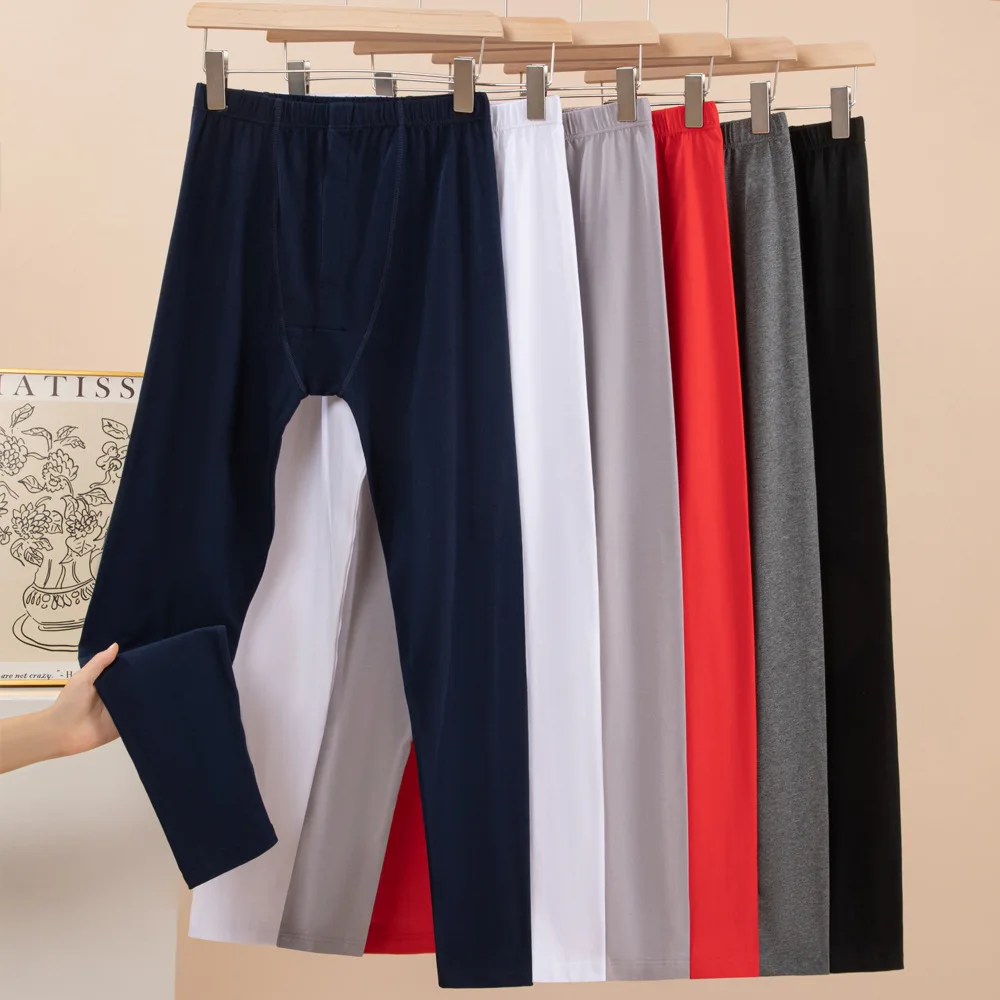 

Men's Pure Cotton Autumn Pants Thin Thi Base Layer Warm Pants Full Cotton Long Trousers Youth Faion Color