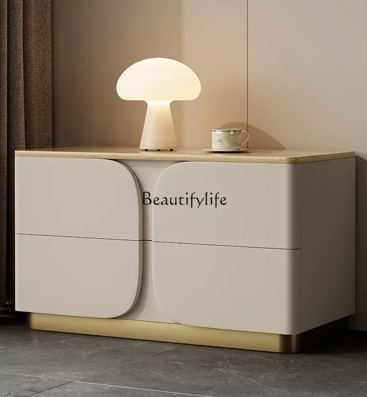 

X4 parts and accessoriesLight luxury minimalist bedside table white wood solid wood locker