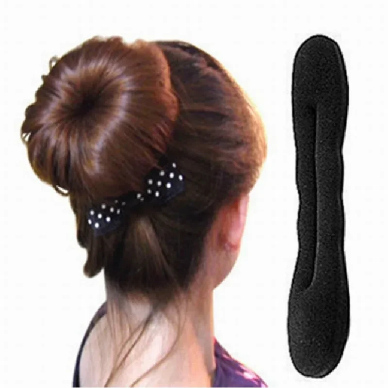 1/2pcs Black Braider Magic Foam Donut Twist Hair Styling Donut Bun Curler Maker Hair Clip Ring DIY Tool Accessories 17.5/ 22.5cm