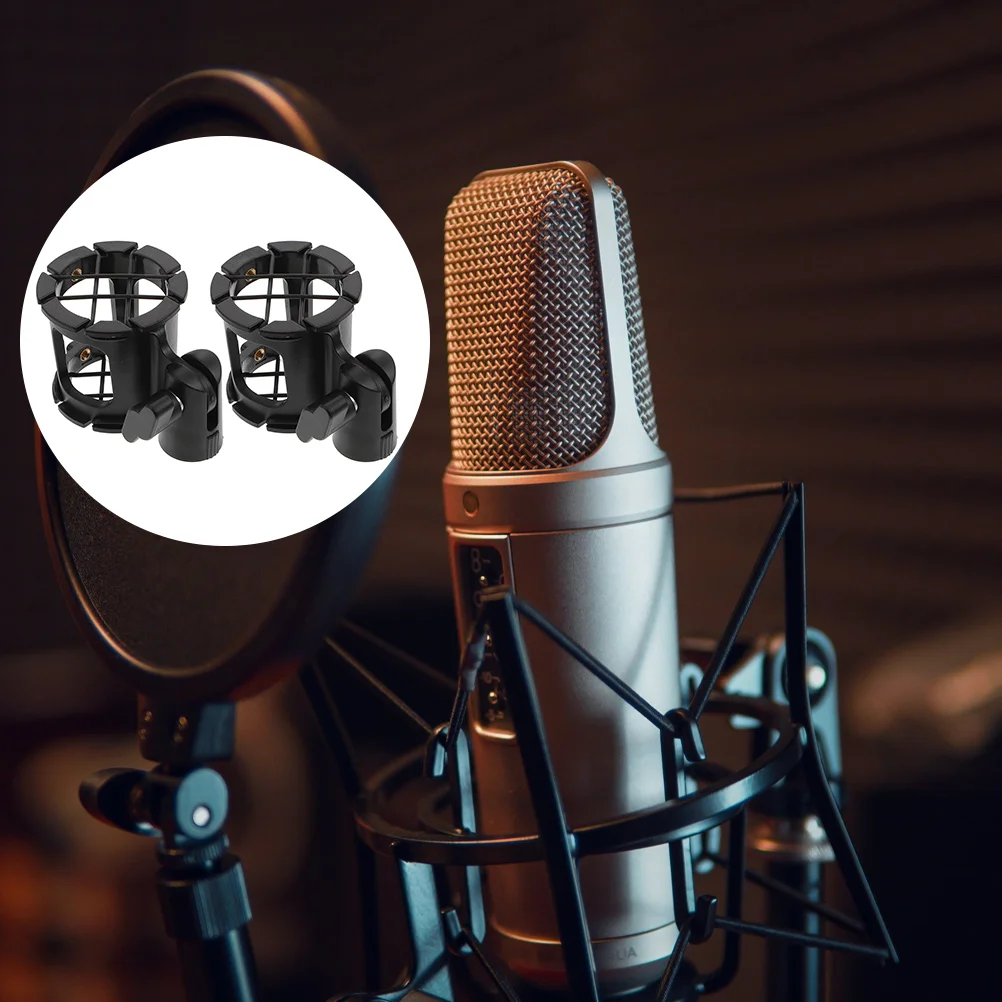 

2Pcs Microphone Shockmount Plastic Anti Vibration Holder Adjustable Mic Shockproof Mount for Studio Office Stage Recording