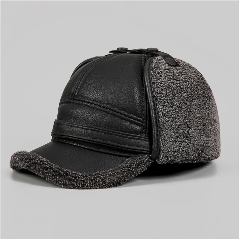 

Warm Northeast-Style Fleece-Lined Lei Feng Hat for Dads, Seniors, and Grandfathers, Winter Ear-Protecting Hat