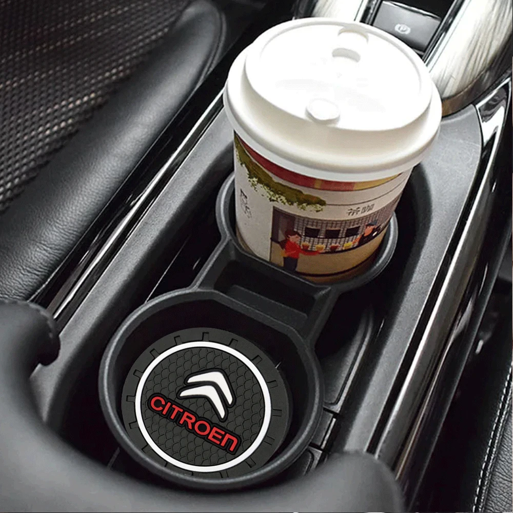 2Pcs Car Coaster Water Cup Holder Anti-Slip Silicone Mat For Citroen C1 C2 C3 C4L VTS C-ELYSEE C3-XR Celysee DS Car Accessories