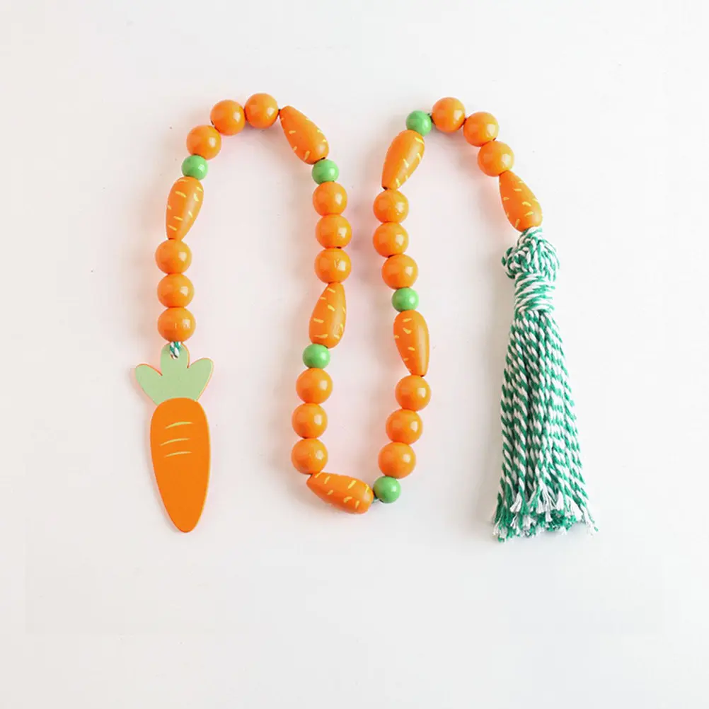 50Pcs Natural Wood Carrot Shape Beads for DIY Crafts Jewelry Making Bracelets Garlands Easter Decor Handmade Craft Beads